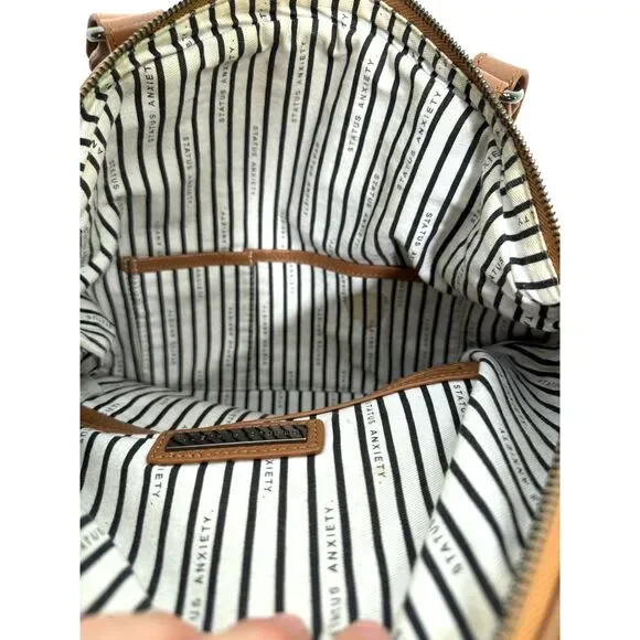 Social Anxiety	brown pebbled leather boho crossbody purse - Picture 6 of 7